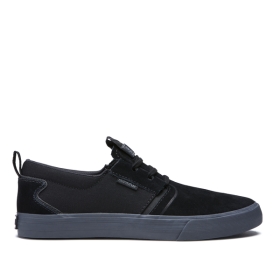 Supra Mens FLOW Black/dk Grey Low Top Shoes | CA-80886